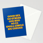 Good Sex, No Stress, One Boo, No Ex, Small Circle, Big Checks Stationery Card Gallery Image 2