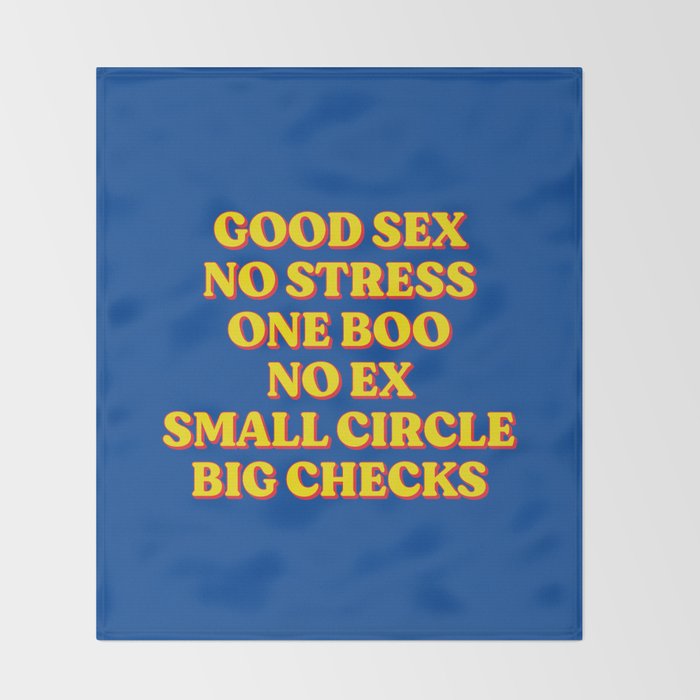 Good Sex, No Stress, One Boo, No Ex, Small Circle, Big Checks Throw Blanket Gallery Image 2