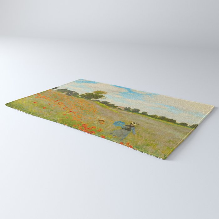 Claude Monet Impressionist Landscape Oil Painting Poppy Field Rug Gallery Image 3