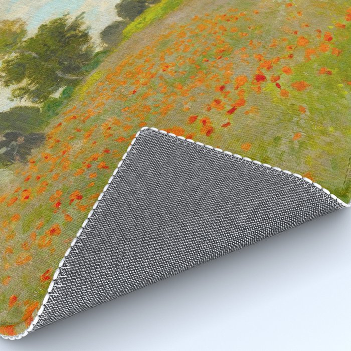 Claude Monet Impressionist Landscape Oil Painting Poppy Field Rug Gallery Image 4