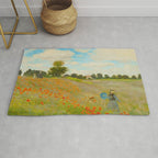 Claude Monet Impressionist Landscape Oil Painting Poppy Field Rug Gallery Image 1