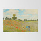 Claude Monet Impressionist Landscape Oil Painting Poppy Field Rug Gallery Image 2