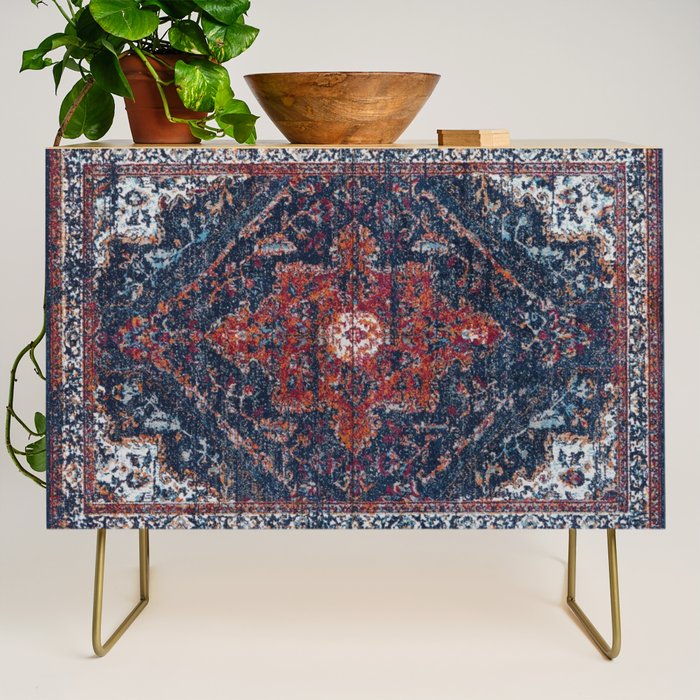 Persian blue and red retro rug Credenza Gallery Image 1