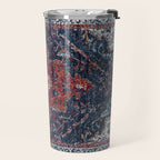 Persian blue and red retro rug Travel Mug Gallery Image 2