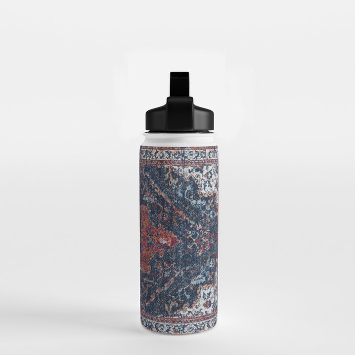 Persian blue and red retro rug Water Bottle Gallery Image 2
