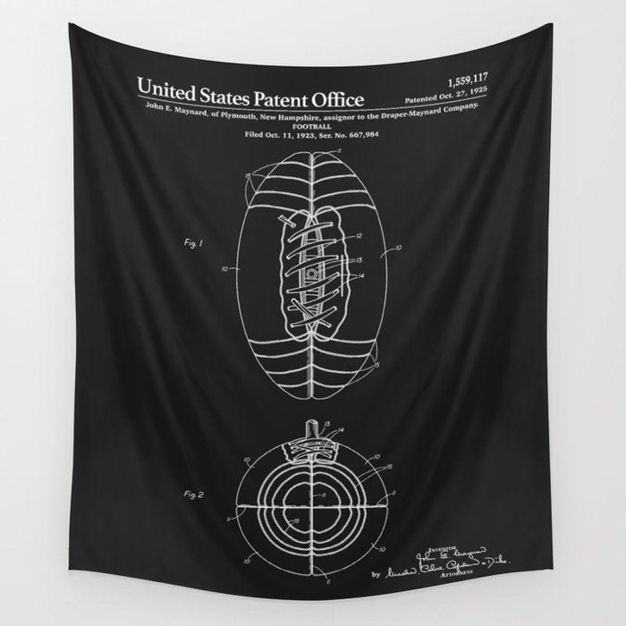 Football Patent - Black Wall Tapestry Gallery Image 4