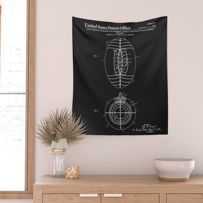 Football Patent - Black Wall Tapestry Gallery Image 2