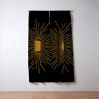 Subtle Sun Moon Stars in Black and Ochre Window Curtain Gallery Image 3