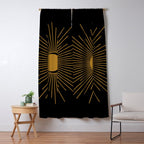 Subtle Sun Moon Stars in Black and Ochre Window Curtain Gallery Image 5