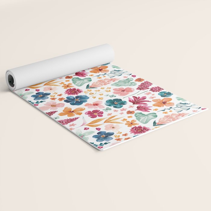 Colorful Tropical Jungle Watercolor Botanical Floral Yoga Mat Gallery Image 2
