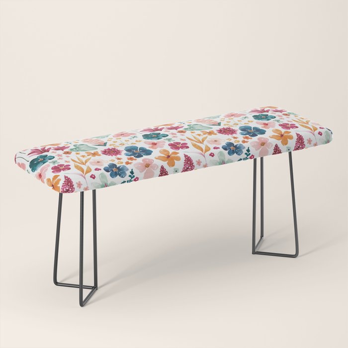 Colorful Tropical Jungle Watercolor Botanical Floral Bench Gallery Image 1