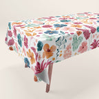 Colorful Tropical Jungle Watercolor Botanical Floral Tablecloth Gallery Image 1