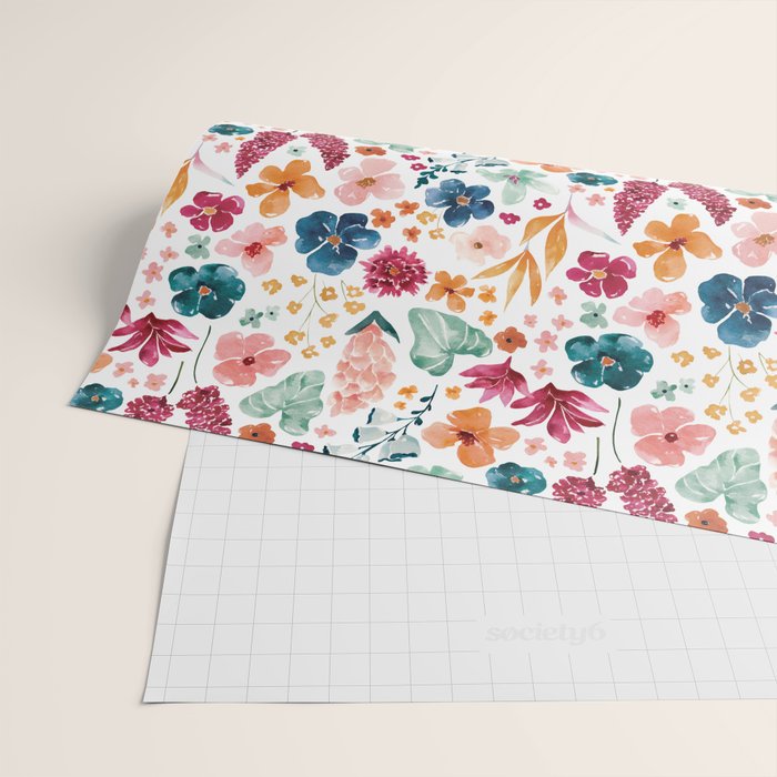 Colorful Tropical Jungle Watercolor Botanical Floral Wrapping Paper Gallery Image 2