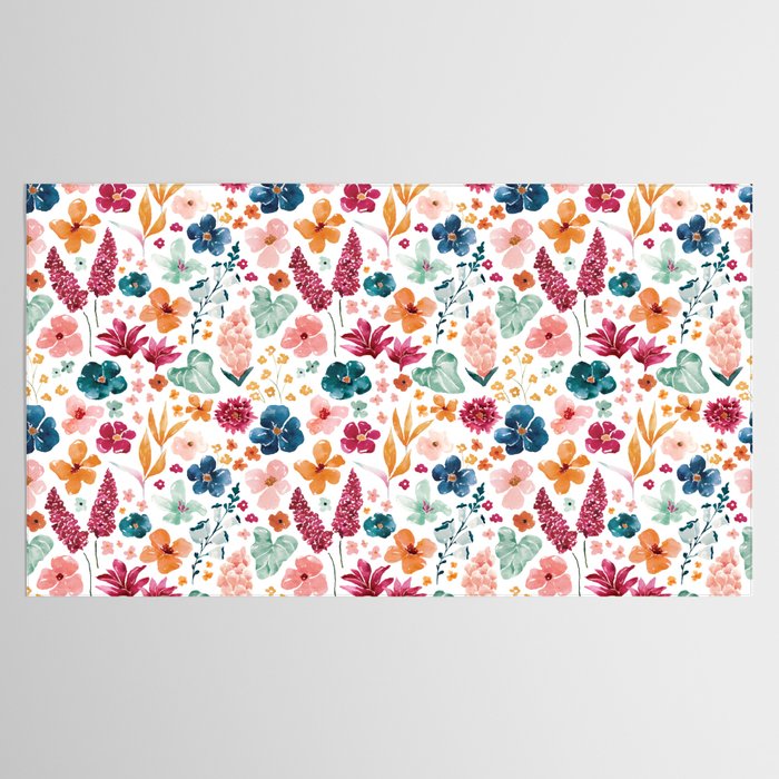 Colorful Tropical Jungle Watercolor Botanical Floral Tablecloth Gallery Image 2