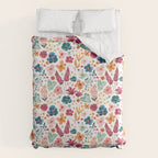 Colorful Tropical Jungle Watercolor Botanical Floral Duvet Cover Gallery Image 6