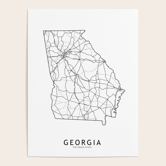 Georgia White Map Poster Gallery Image 4