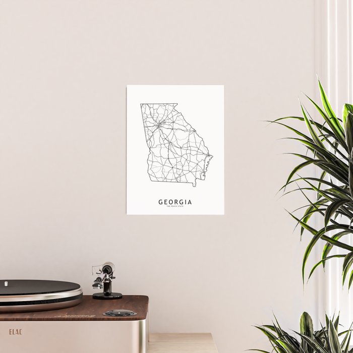 Georgia White Map Poster Gallery Image 2