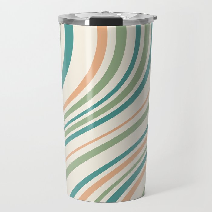 Wavy Stripes XXVI - Natural Boho Travel Mug Gallery Image 1
