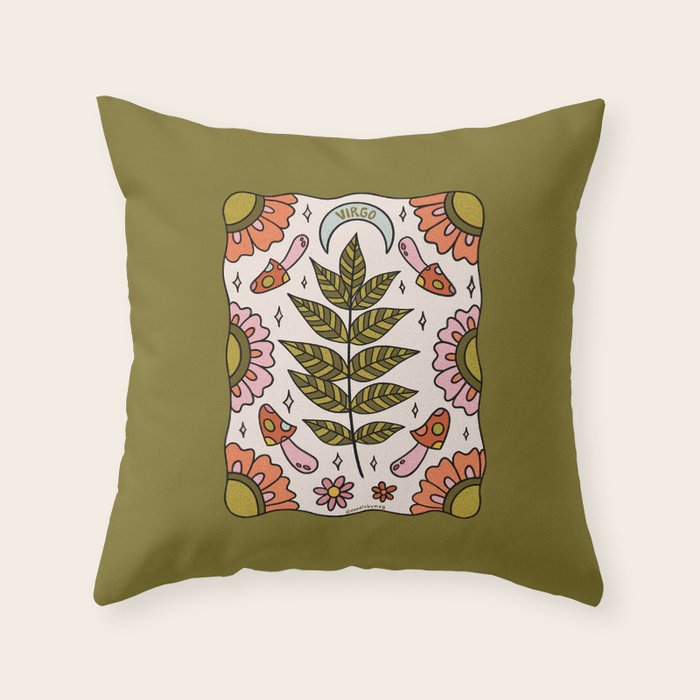 Virgo Leaf Throw Pillow Gallery Image 6