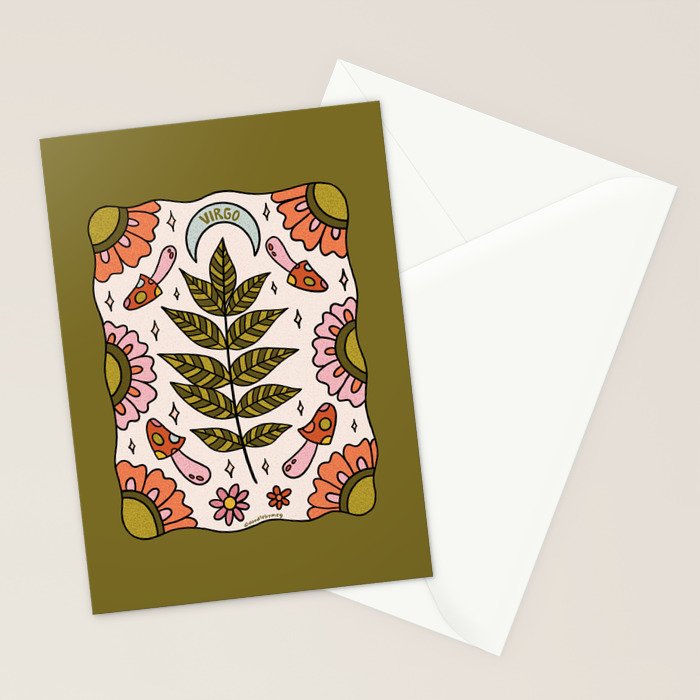 Virgo Leaf Stationery Card Gallery Image 2