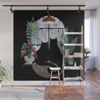 Rainy Day Cats on Black Wall Mural Gallery Image 1