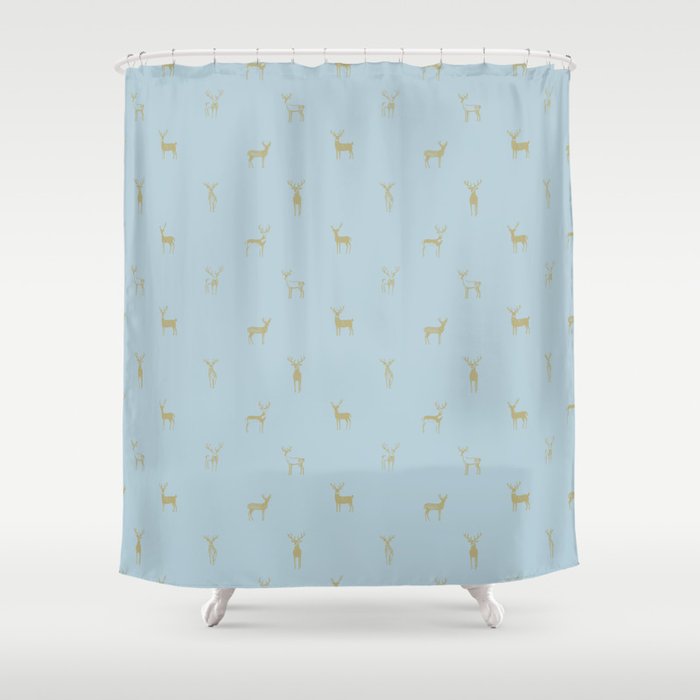Christmas reindeer animal doodle art pattern Shower Curtain Gallery Image 1