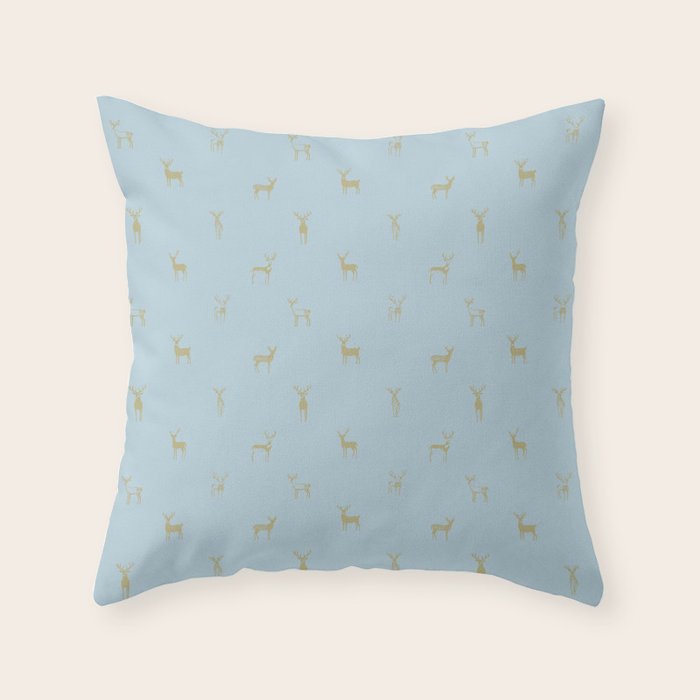 Christmas reindeer animal doodle art pattern Throw Pillow Gallery Image 1