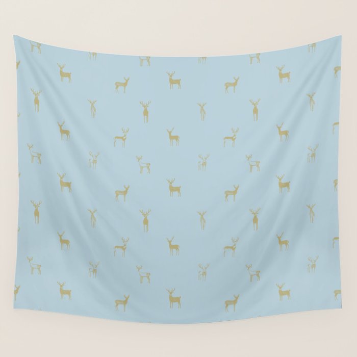 Christmas reindeer animal doodle art pattern Wall Tapestry Gallery Image 1