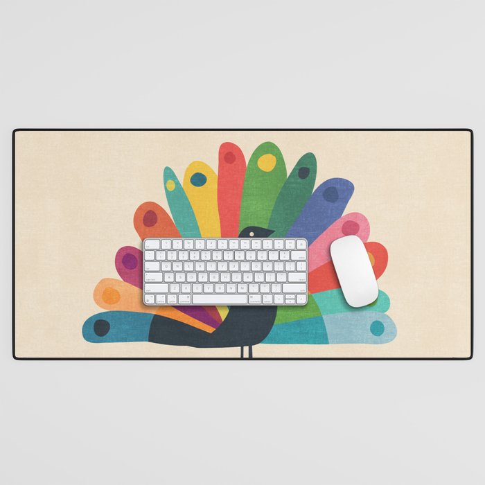Whimsical Peacok Desk Mat Gallery Image 1