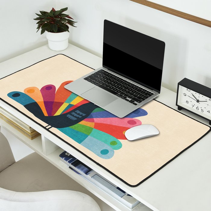 Whimsical Peacok Desk Mat Gallery Image 2