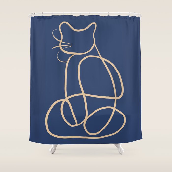 Abstract Line Art Cat 5 Shower Curtain Gallery Image 1
