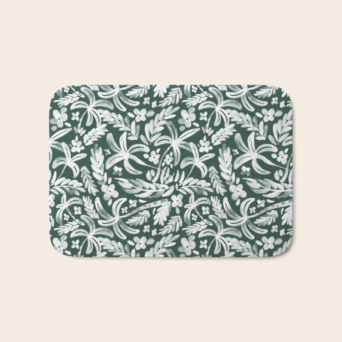Greenish Tropical Palm Breeze Bath Mat Gallery Image 1
