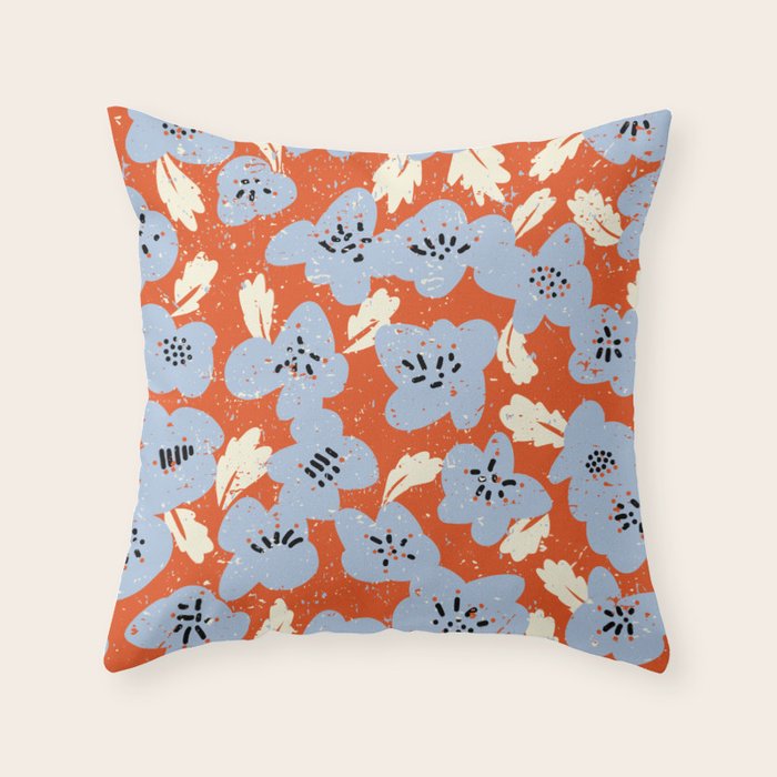 Big flowers in my garden orange - pattern Throw Pillow Gallery Image 6