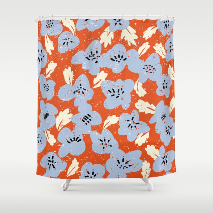Big flowers in my garden orange - pattern Shower Curtain Gallery Image 1