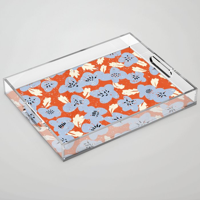Big flowers in my garden orange - pattern Acrylic Tray Gallery Image 1