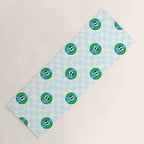 Retro cartoon earth planet checkered pattern Yoga Mat Gallery Image 1