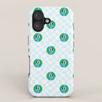 Retro cartoon earth planet checkered pattern iPhone Case Gallery Image 1