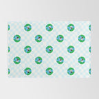 Retro cartoon earth planet checkered pattern Rug Gallery Image 2
