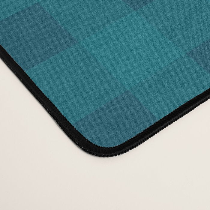 Gingham Check Pattern in Blue Teal Desk Mat Gallery Image 4