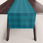 Gingham Check Pattern in Blue Teal Table Runner Gallery Image 1
