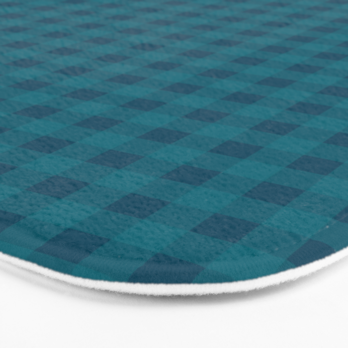 Gingham Check Pattern in Blue Teal Bath Mat Gallery Image 3