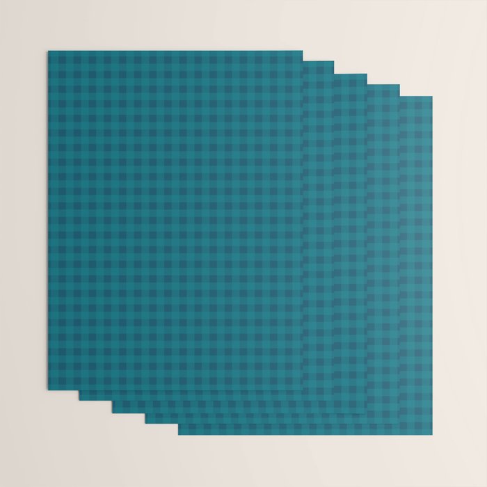 Gingham Check Pattern in Blue Teal Wrapping Paper Gallery Image 3