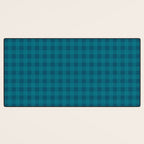 Gingham Check Pattern in Blue Teal Desk Mat Gallery Image 3