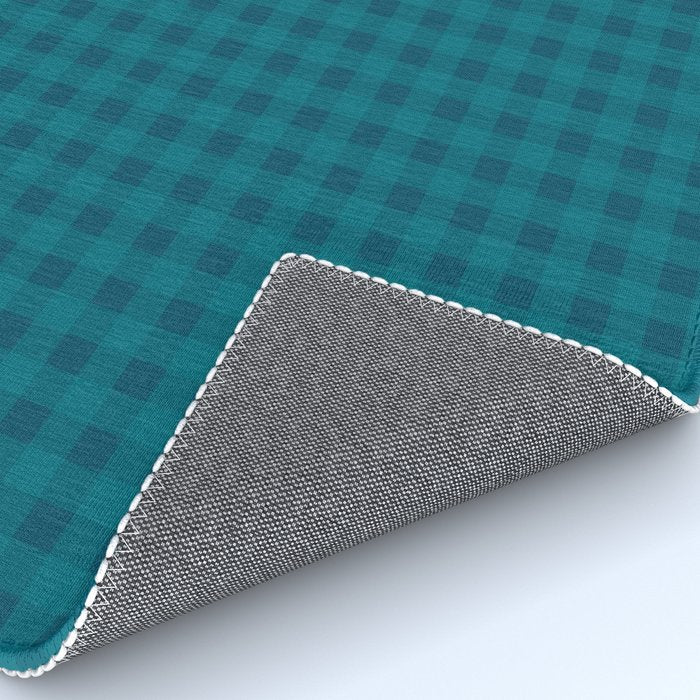Gingham Check Pattern in Blue Teal Rug Gallery Image 4