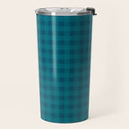 Gingham Check Pattern in Blue Teal Travel Mug Gallery Image 2