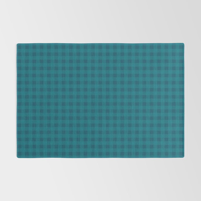 Gingham Check Pattern in Blue Teal Rug Gallery Image 2