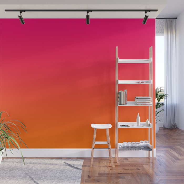 Bright Pink and Orange Ombre Wall Mural Gallery Image 1