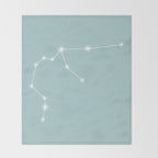 Aquarius Zodiac Star Constellation Line Art Pastel Teal Throw Blanket Gallery Image 2