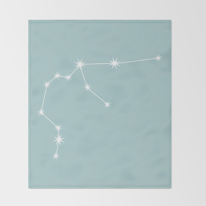 Aquarius Zodiac Star Constellation Line Art Pastel Teal Throw Blanket Gallery Image 2