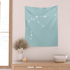 Aquarius Zodiac Star Constellation Line Art Pastel Teal Wall Tapestry Gallery Image 2
